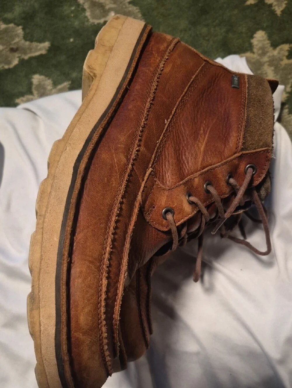 Clarks Brown Leather Moc-Toe Lace-Up Boots